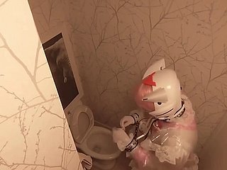 Chibi Vassal Şeffaf PVC Hizmetçi Eva Kask Breathplay Temizleme