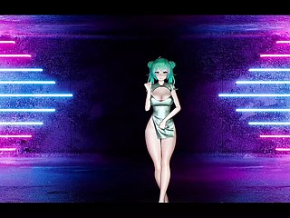 Sıcak Çin Elbiseli Seksi Miku Dans + Kademeli Soyunma (3D HENTAI)